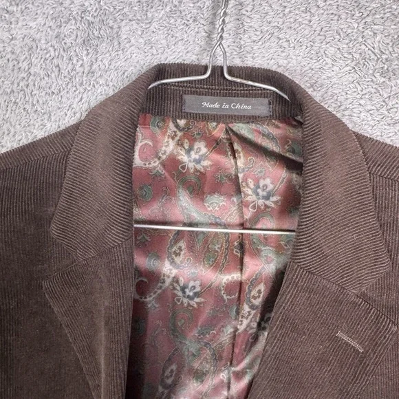 Lauren Ralph Lauren Blazer Mens 46L Corduroy Sport Jacket Brown Paisley Lined
